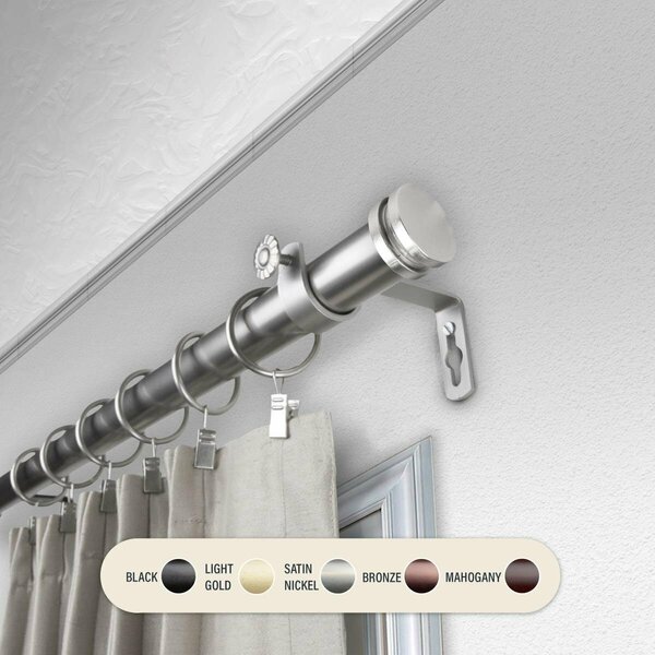 Kd Encimera 1 in. Cap Curtain Rod with 28 to 48 in. Extension, Satin Nickel KD3738900